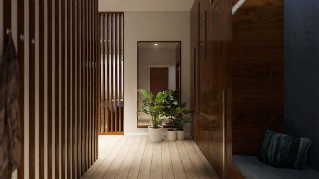 Wizualizacja wnętrza korytarza 