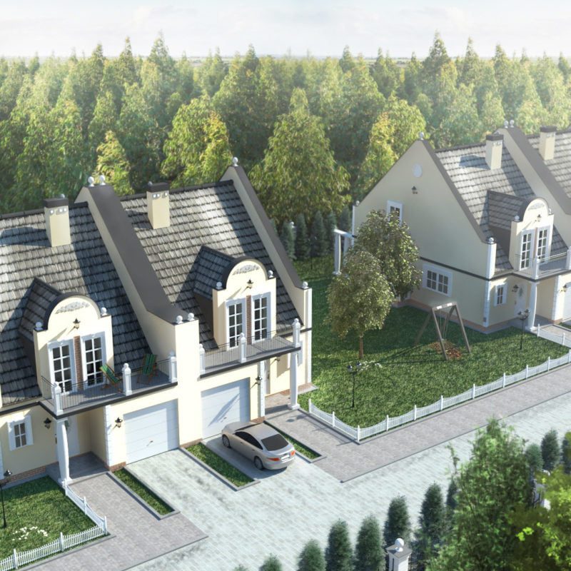 Wizualizacje 3d osiedla domów w zabudowie bliźniaczej, Rezydencja Kazimierz
