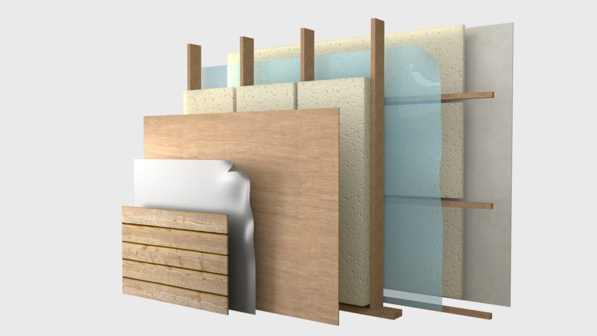 Wizualizacje 3d warstw ściany