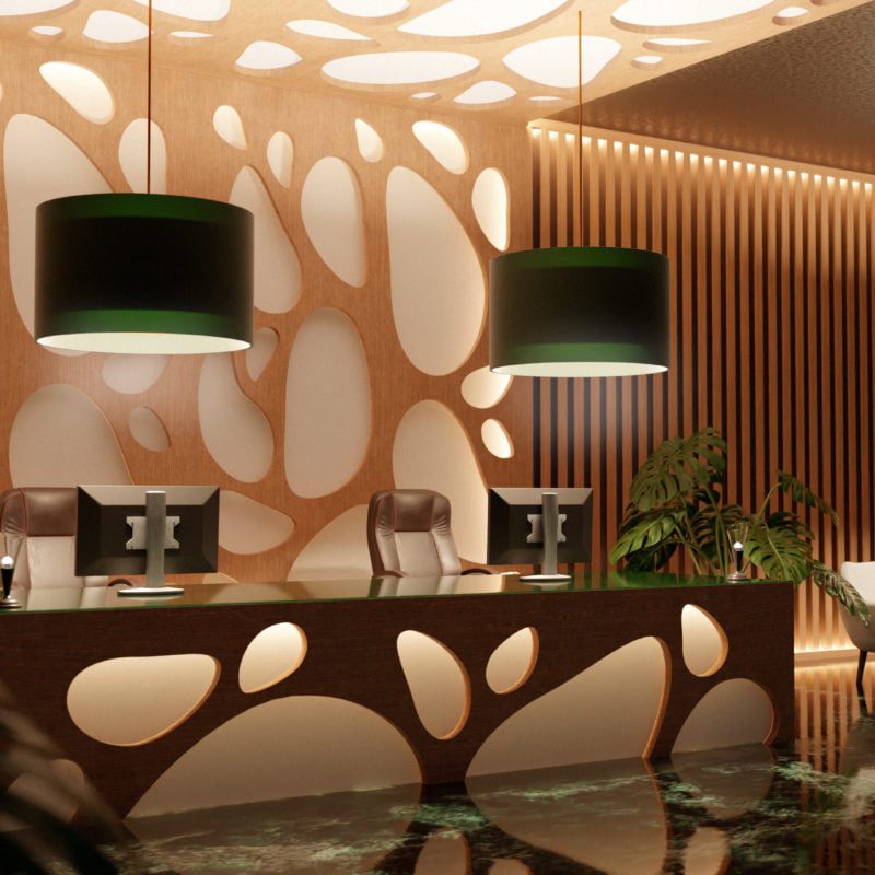 Wizualizacja 3d recepcji hotelowej