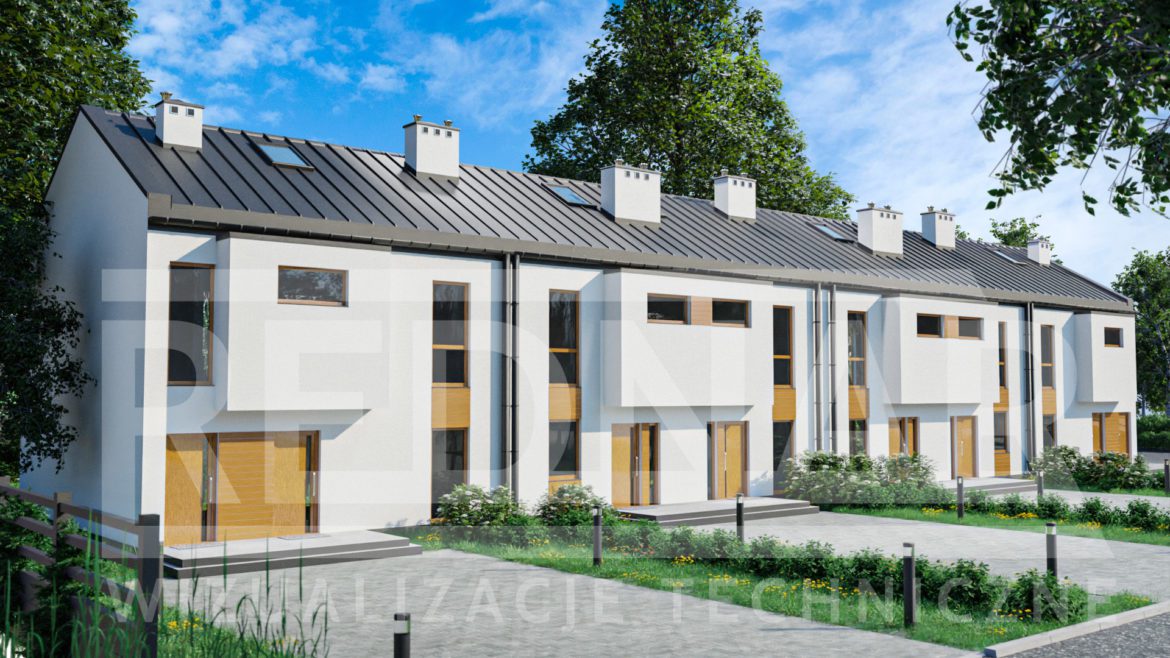 Wizualizacje 3d domów jednorodzinnych w zabudowie szeregowej