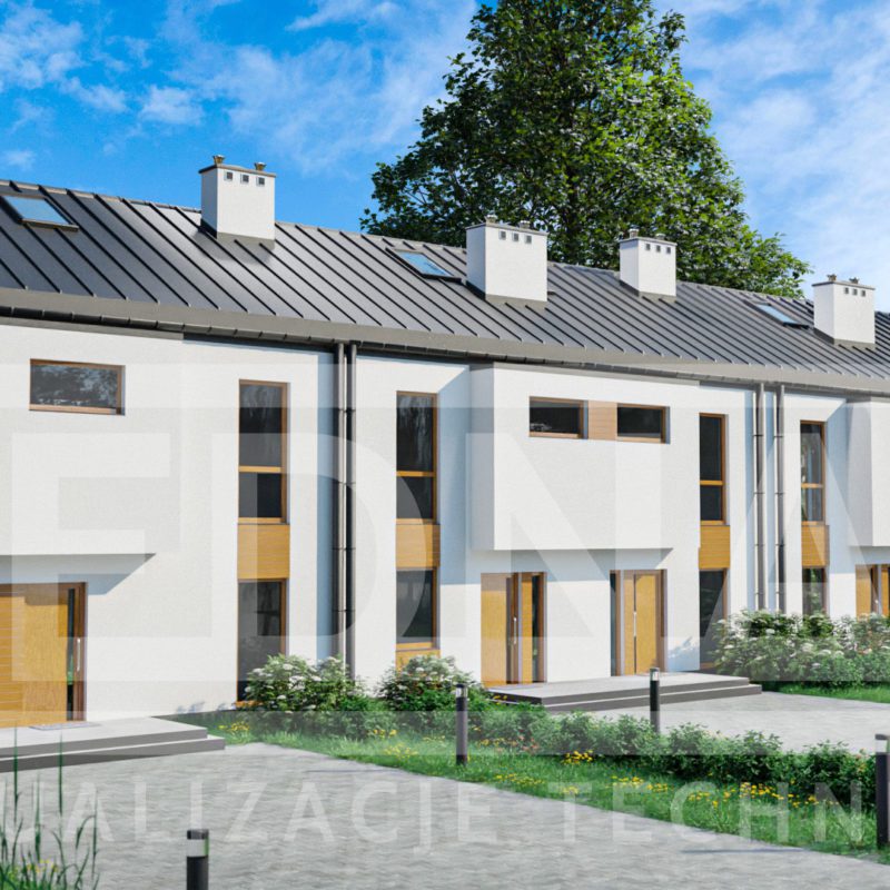 Wizualizacje 3d domów jednorodzinnych w zabudowie szeregowej