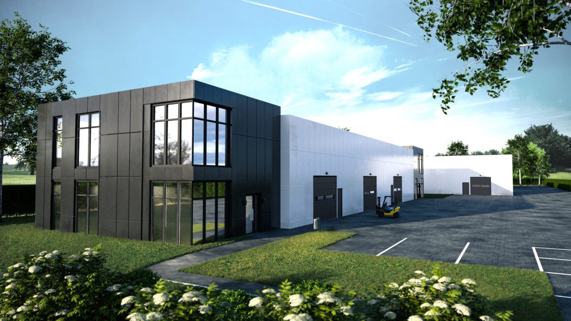 Wizualizacje 3d budynków biurowo-magazynowych