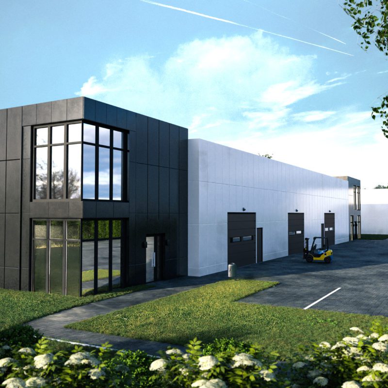 Wizualizacje 3d budynków biurowo-magazynowych