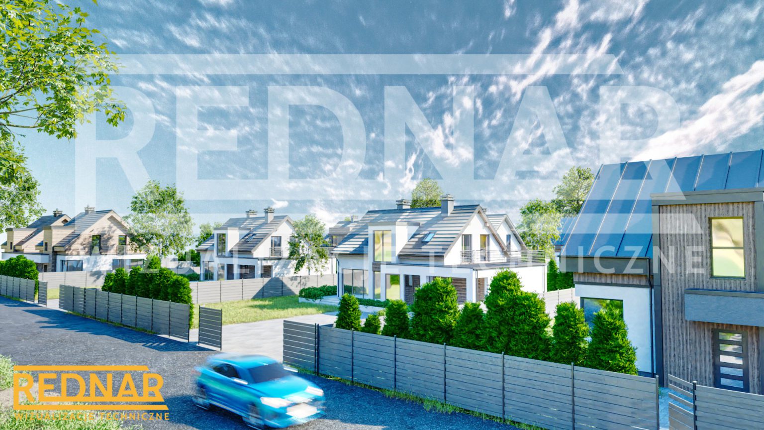 Wizualizacja 3d osiedla domów jednorodzinnych