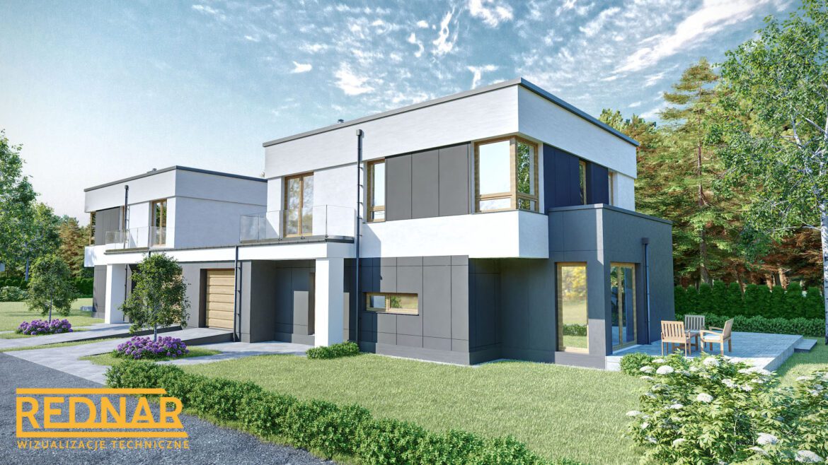 Wizualizacje 3d osiedla domów jednorodzinnych