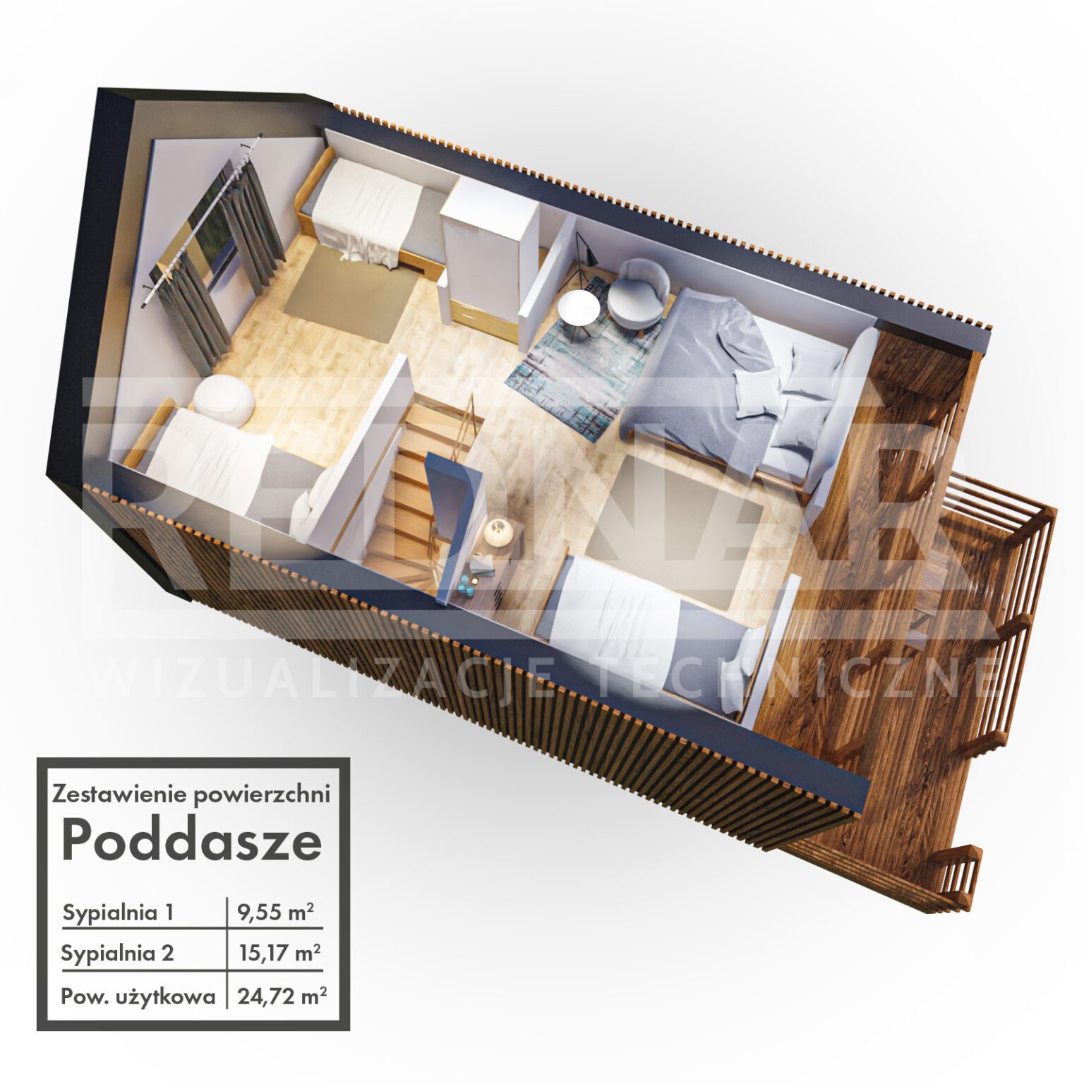 Rzut 3d piętra domu